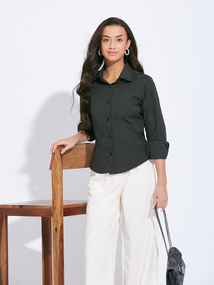 Black Striped Slim Fit Shirt