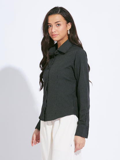 Black Striped Slim Fit Shirt
