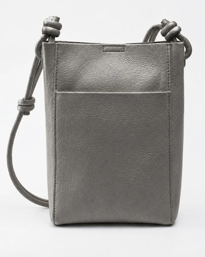 Metallic Silver Mini Crossbody Bag with Pouch – 2-in-1 Set