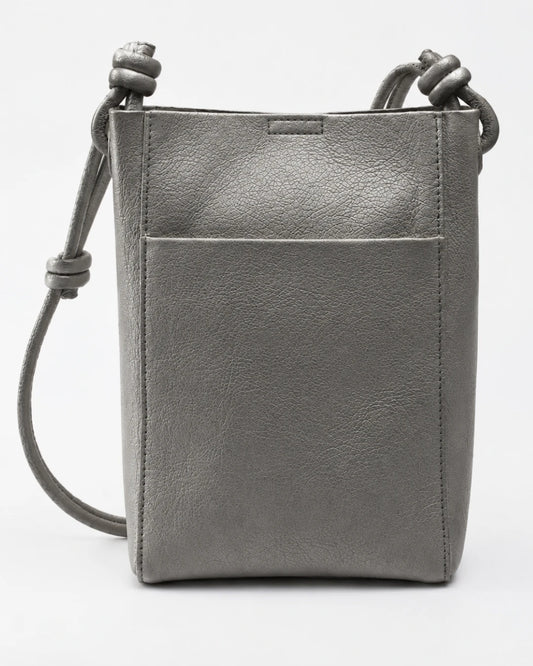 Metallic Silver Mini Crossbody Bag with Pouch – 2-in-1 Set