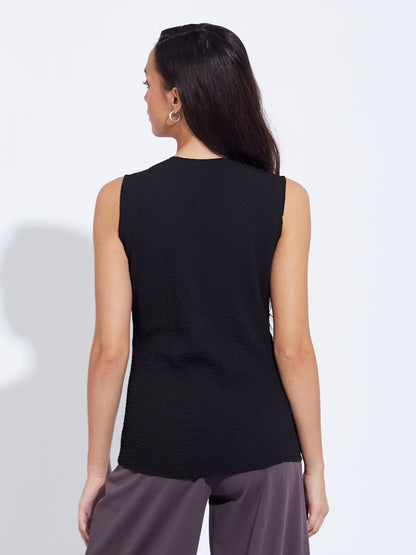 Classic Black Button Front Tank Top