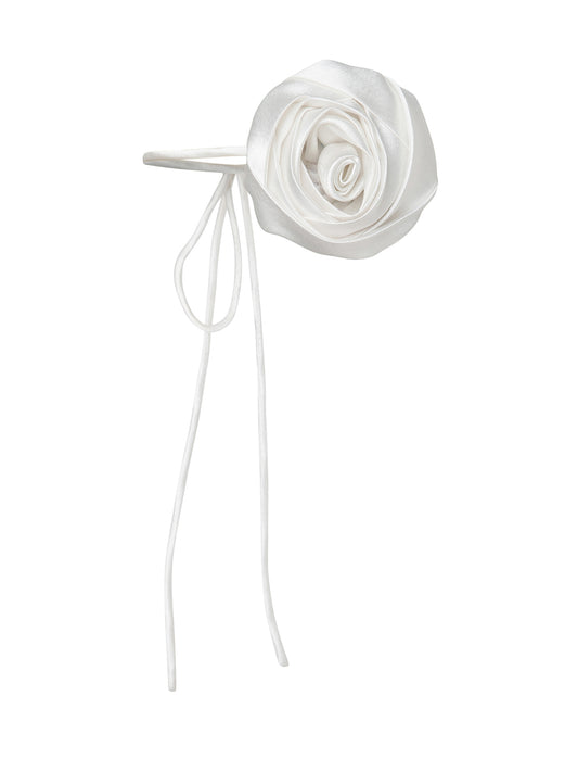 White Satin Flower Chocker