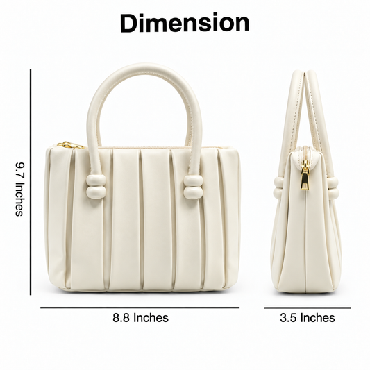 Ivory Pleated Mini Tote with Detachable Sling