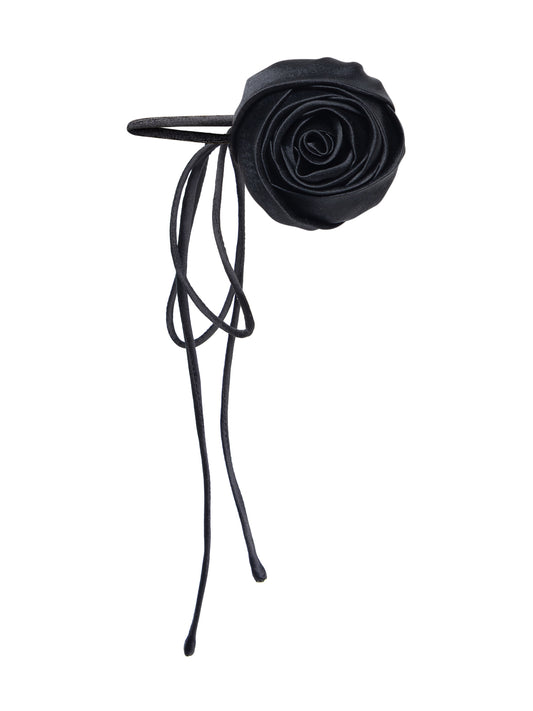 Black Satin Flower Choker
