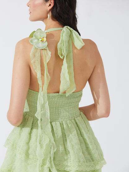 Lime Orchid Halter Dress