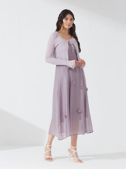 Lavender Bloom Dress with Shrug