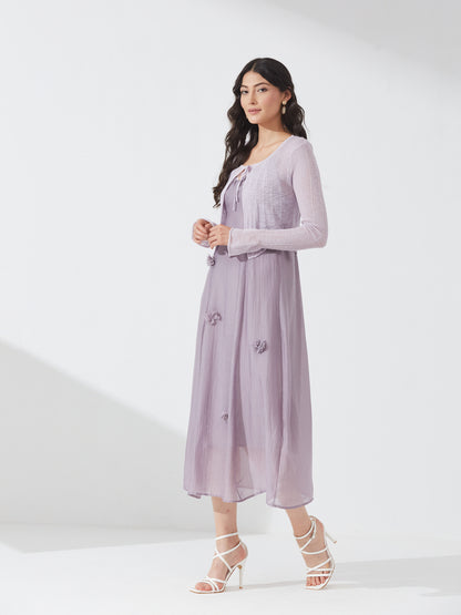 Lavender Bloom Dress with Shrug