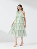 Mint Tiered Ruffle Halter Dress