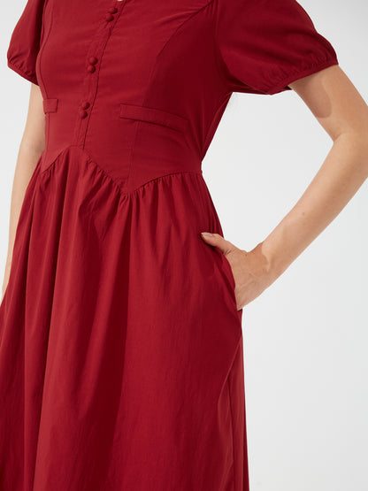 Maroon Empire Waist Dress