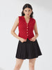 Red Button Front Vest Top