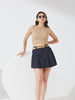 Denim box pleat skort with belt