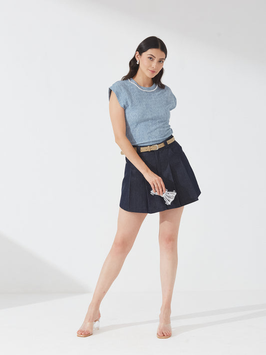 Powder Blue Textured Pearl Top