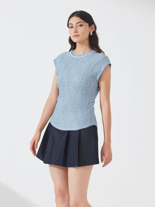 Powder Blue Textured Pearl Top