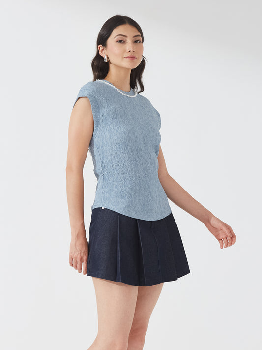 Powder Blue Textured Pearl Top
