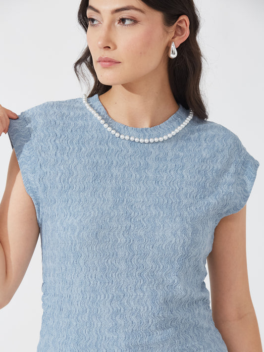 Powder Blue Textured Pearl Top