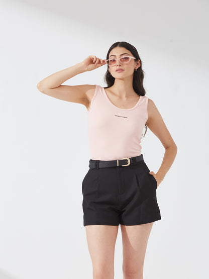 High-Waisted Black Tailored Shorts with Belt