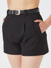 High-Waisted Black Tailored Shorts with Belt