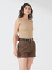High-Waisted Brown Tailored Shorts with Belt