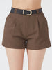 High-Waisted Brown Tailored Shorts with Belt