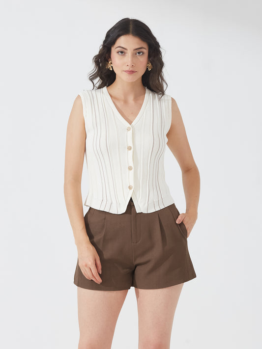 Ivory Ribbed Vest