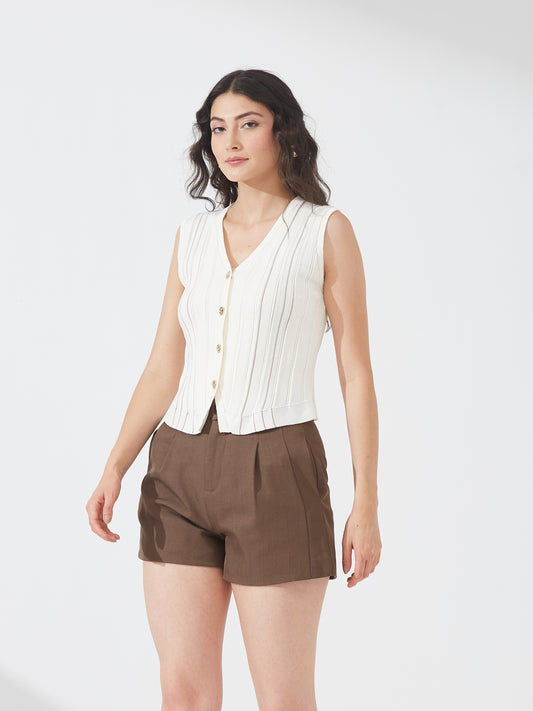 Ivory Ribbed Vest