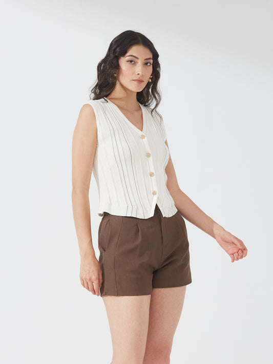 Ivory Ribbed Vest