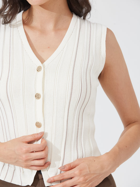 Ivory Ribbed Vest
