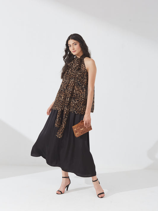 Leopard Print Sheer Halter Top