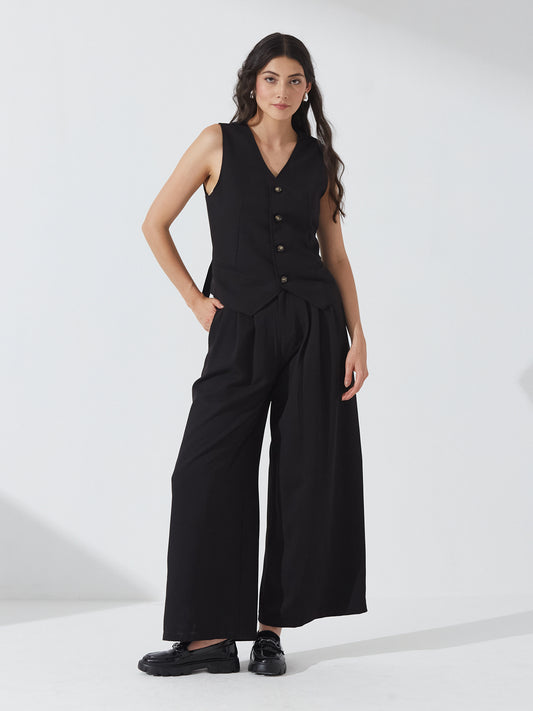 Chic Black Sleeveless Co-ord Set