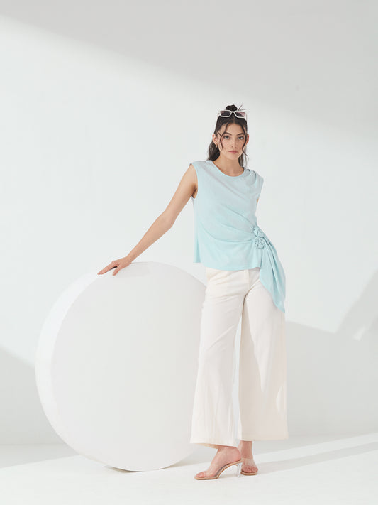 Aqua Side Knot Sleeveless Top