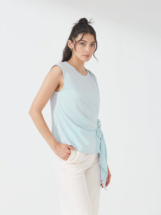 Aqua Side Knot Sleeveless Top