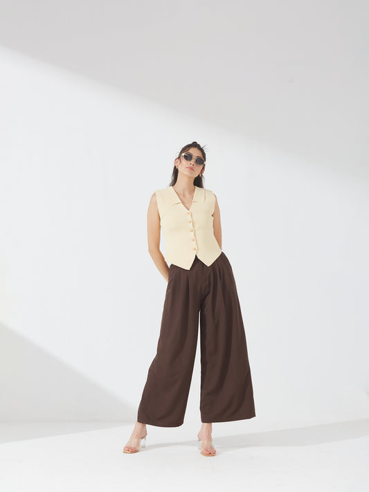 Butter Yellow Buttoned Vest Top
