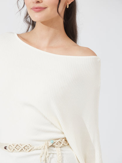 Ivory Drape Top with Belt