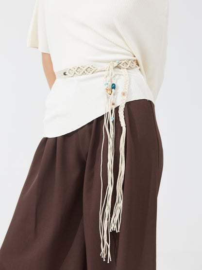 Ivory Drape Top with Belt