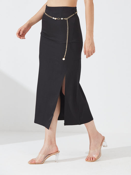 Chic Black Slit Skirt