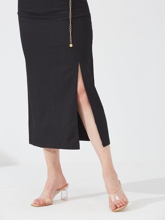 Chic Black Slit Skirt