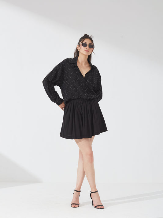 Black Sequin Detail Shirt