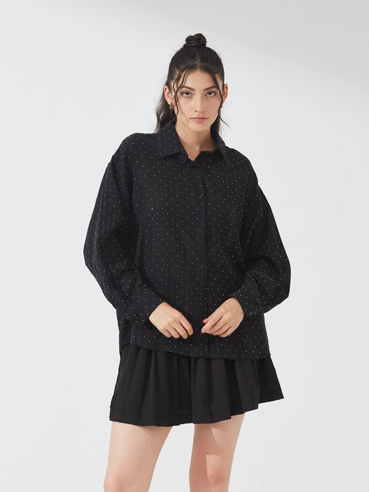 Black Sequin Detail Shirt