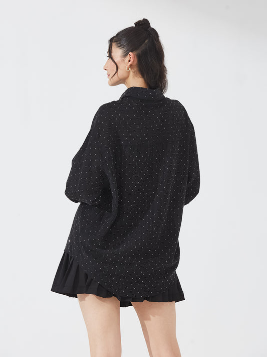 Black Sequin Detail Shirt