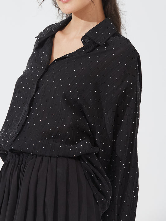 Black Sequin Detail Shirt