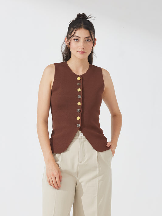Chocolate Button Down Vest