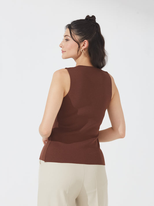 Chocolate Button Down Vest