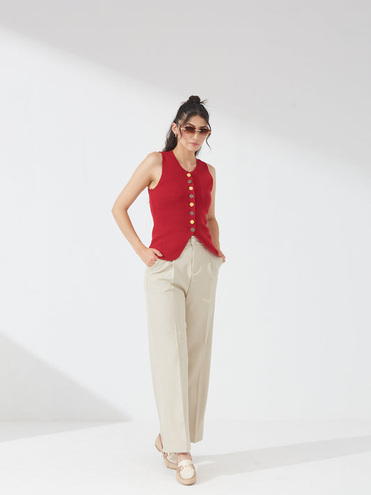 Scarlet Button Down Vest
