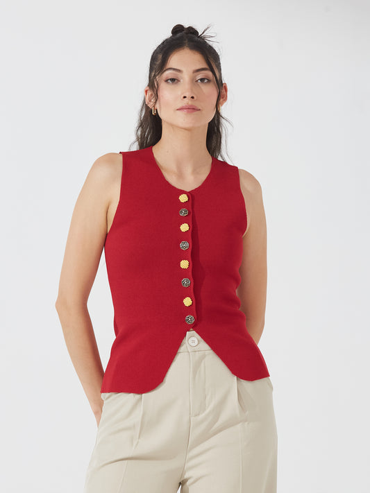 Scarlet Button Down Vest