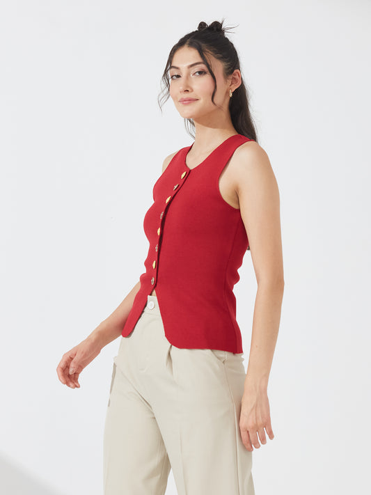 Scarlet Button Down Vest