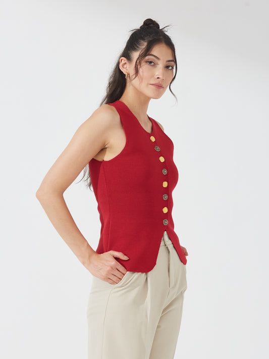 Scarlet Button Down Vest