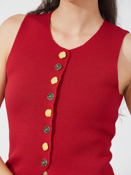 Scarlet Button Down Vest
