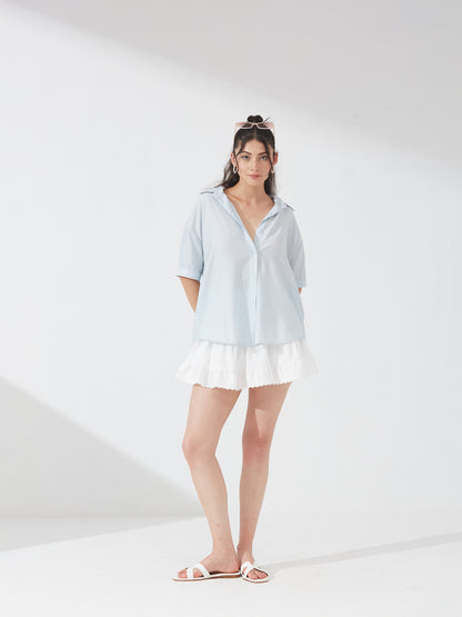 Sky Blue Relaxed Shimmer Shirt