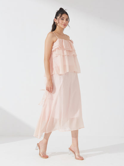 Peach Ruffle Tiered Co-ord Set