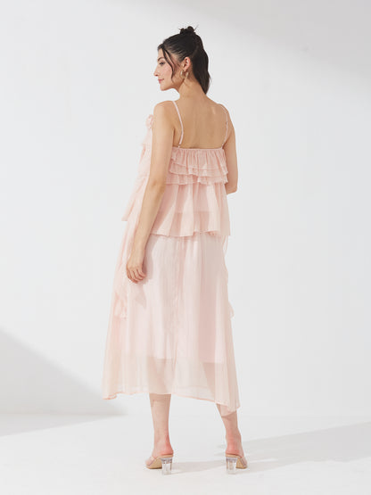 Peach Ruffle Tiered Co-ord Set